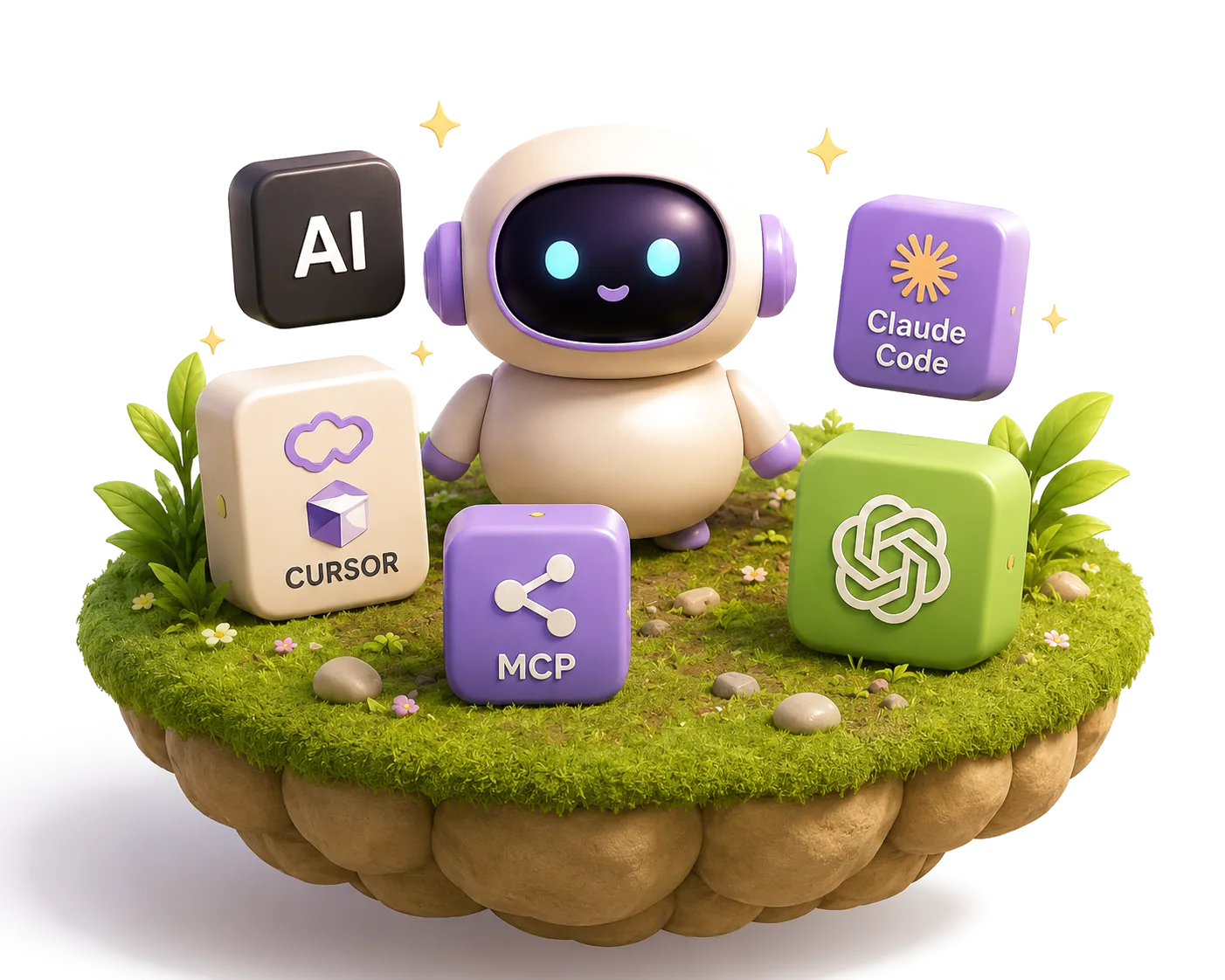 Floating island with a friendly AI bot, Claude Code, MCP, and GPT